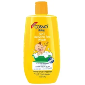 كوزمو بيبي غسول اطفال خالي من السلفات والبرابين 3*1 500مل